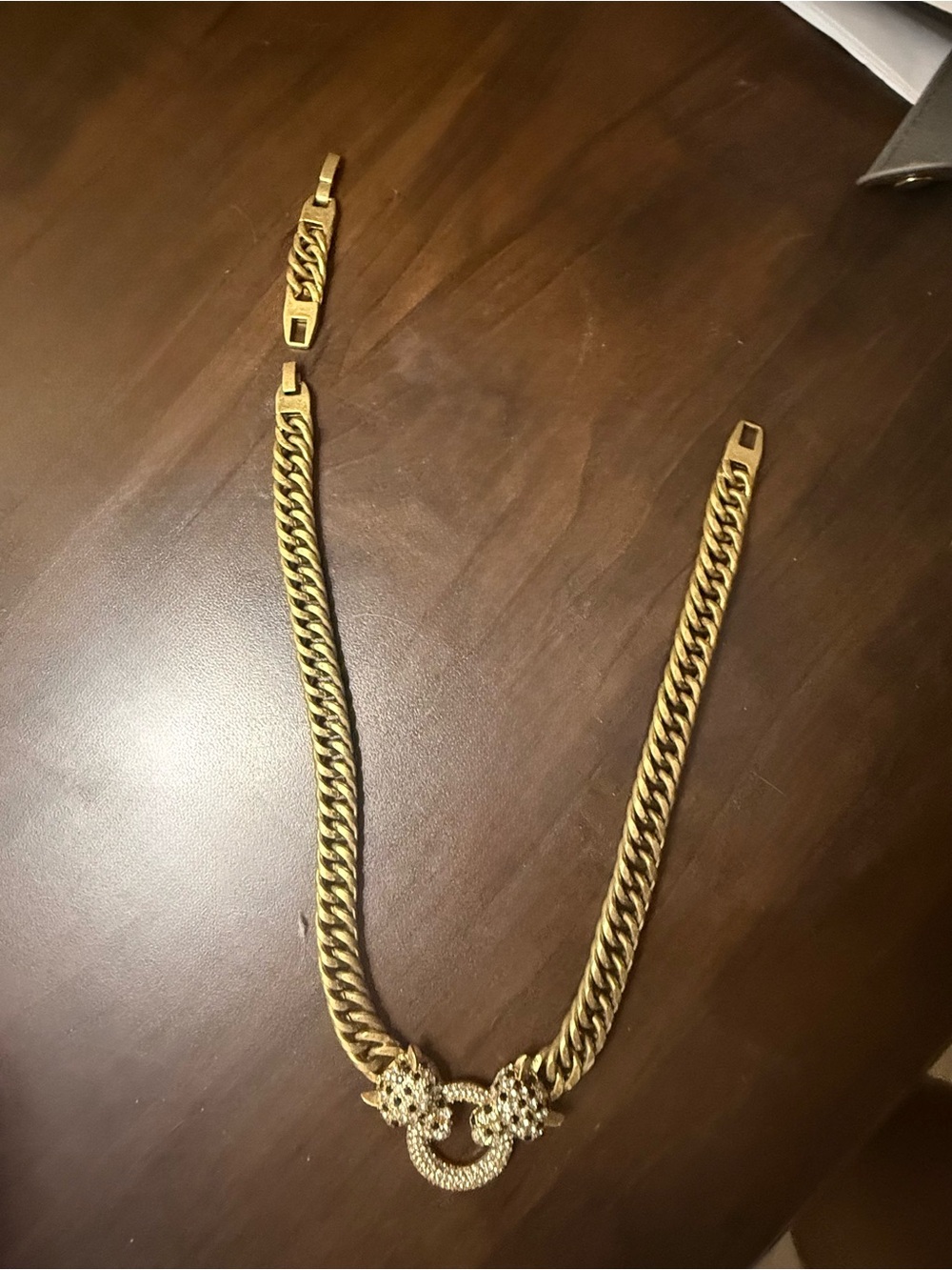 Stella & Dot Gold Double Panther Crystal Statement Necklace - Picture 3 of 3